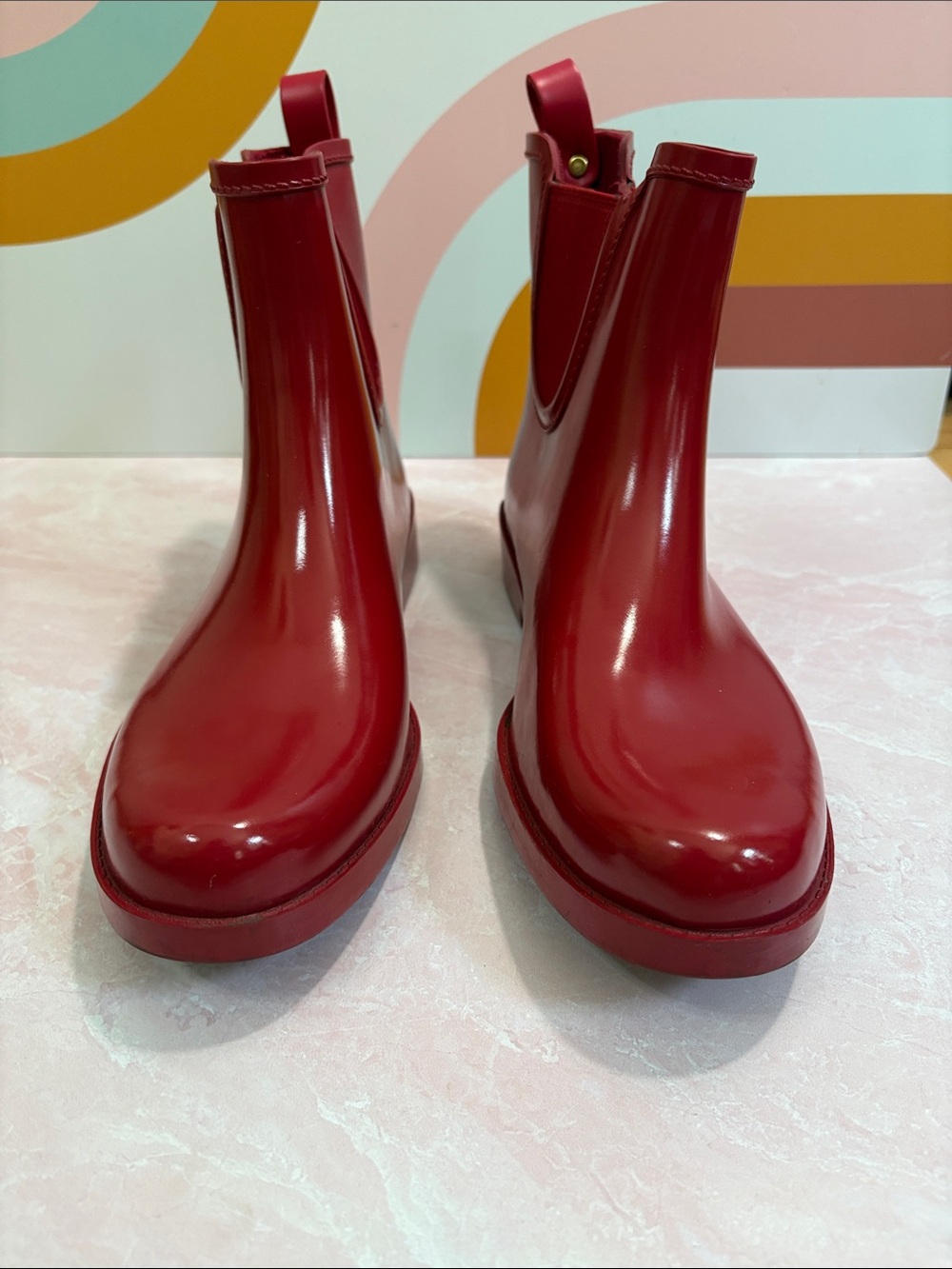 Coach Red Gloss Tyler Rain Boots 10B - Picture 6 of 8